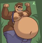 anthro ape belly biceps big_belly bigtimekudo butt clothing donkey_kong_(character) donkey_kong_(series) gorilla hair haplorhine hi_res looking_at_viewer male mammal mario_bros moobs navel nintendo nipples obese obese_anthro overweight overweight_anthro overweight_male pecs primate simple_background smile solo thick_thighs wide_hips