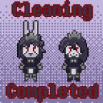 1:1 anthro bad_end black_hair clothing digital_media_(artwork) drone dronification duo female grey_body hair humanoid lagomorph latex low_res machine maid_uniform mammal milky_rivas milkybun29 permanent permanent_smile pixel_(artwork) red_eyes robomallory robot transformation uniform