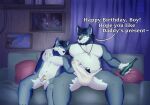 2026 absurd_res age_difference andrew_(tlwolf) anthro anthro_on_anthro arm_around_shoulders balls beard belly beverage beverage_bottle biceps big_bulge birthday bottle breadpanda briefs bulge canid canine canis chastity_cage chastity_cage_only chastity_device chastity_device_only chastity_key clothed clothed/nude clothing container curtains daddy_kink dialogue digit_ring dominant duo english_text erection erection_under_clothing eyebrows facial_hair father_(lore) father_and_child_(lore) father_and_son_(lore) father_dom_son_sub fur furniture genitals hair handjob happy_birthday hi_res holding_beverage holding_object huge_bulge imminent_sex incest_(lore) incest_marriage inside jewelry key key_around_neck key_necklace larger_dom larger_male lock looking_at_another male male/male mammal mature_anthro mature_male musclegut muscular muscular_anthro muscular_male narrowed_eyes navel necklace neckwear nude older_dom_younger_sub older_male on_sofa one_eye_closed padlock parent_(lore) parent_and_child_(lore) parent_and_son_(lore) pecs penile pillow pubes ring ring_(jewelry) sex sitting size_difference smaller_male smile sofa son_(lore) speech_bubble stated_incest talking_to_another tenting teo_(tlwolf) text topless topless_anthro topless_male tuft underwear underwear_only unsupported_chastity_cage watermark wearing_chastity_cage wearing_chastity_device wedding_ring wolf younger_male