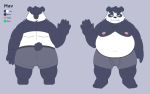  2020 anthro belly black_body black_fur bulge butt clothing cute_fangs english_text fur giant_panda green_eyes hi_res humanoid_hands male mammal model_sheet moobs neetgabu nipples overweight overweight_anthro overweight_male solo text underwear ursid white_body white_fur 