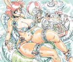anthro ball beach_ball bikini breasts cleavage clothed clothing cocktail_glass container cup drinking_glass female flower glass glass_container glass_cup hair hi_res inflatable lagomorph leporid magazine mammal pen pina_colada plant pool_float rabbit small_waist smiles3mo solo swimwear syringe two-piece_swimsuit water