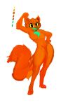 absurd_res anthro big_ears breasts chest_tuft featureless_crotch felid feline female fluffy fluffy_tail fur hi_res looking_at_viewer mammal orange_body orange_fur simple_background sketch small_nose solo tail tuft villegreen yellow_eyes