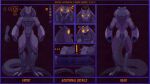 16:9 4k absurd_res alien alien_genitalia anthro arthrolisk carapace claws digital_media_(artwork) english_text erection facial_expressions front_view genitals hi_res long_tongue male model_sheet multiple_images muscular muscular_anthro muscular_male nude nude_anthro nude_male open_mouth penis purple_body rear_view reptile scalie simple_background snake snake_hood solo spazman stinger stinger_tail tail text toe_claws tongue tongue_out widescreen yellow_eyes