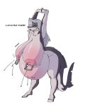 4:5 absurd_res anthro aquatic belly big_belly big_breasts bodily_fluids breasts dialogue english_text female fish hair hi_res lactating lipstick makeup navel nipple_piercing nipples nude piercing preggyshork pregnant pregnant_anthro shark sharp_teeth slosh sloshing_breasts solo sound_effects stretching swollen_belly swollen_breasts tail teeth text