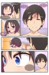 2023 6_panel_comic absurd_res animal_humanoid black_hair blue_eyes blush blush_lines colored comic dialogue dragon dragon_humanoid duo elma_(dragon_maid) english_text female greatm8sfm grey_eyes hair hi_res human humanoid inside light-skinned_female makoto_takiya male mammal miss_kobayashi's_dragon_maid mythological_creature mythological_scalie mythology nude open_mouth pupils purple_hair_tips scalie short_hair slit_pupils speech_bubble tan_body tan_skin text