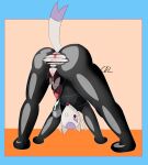 anthro anus claire_lun clothing generation_5_pokemon hi_res latex male mienshao nintendo pokemon pokemon_(species) solo torn_clothing