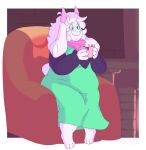 2026 3_toes anthro barefoot belly beverage black_eyebrows black_sleeves bovid brick brick_wall candy caprine chair chocolate closed_smile clothing container cup darkner deltarune dessert detailed_background eyebrow_through_hair eyebrows eyelashes eyewear feet femboy fireplace floppy_ears food furniture glasses green_clothing green_eyewear green_glasses green_robe hair hi_res holding_container holding_cup holding_mug holding_object horn hot_chocolate male mammal mouth_closed mug on_chair overweight overweight_anthro overweight_male pink_eyes pink_horn pink_scarf portrait ralsei rekteon robe round_glasses scarf scut_tail short_tail sitting sitting_on_chair smile snout solo steam tail thick_thighs toes translucent translucent_hair undertale_(series) wall_(structure) white_hair