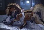 2026 a.o.kigahara_(artist) animal_genitalia animal_vulva artist_collaboration artist_name awdeen black_claws black_vulva blue_eyes bodily_fluids brown_body brown_fur brown_tail brown_vulva canine_genitalia canine_vulva claws detailed digital_drawing_(artwork) digital_media_(artwork) digitigrade duo enfield female female/female feral feral_on_feral fur genital_fluids genitals grey_body grey_fur grey_tail hi_res light maeve_(feral_hedgehog) moon moonlight night pawpads pink_pawpads quadruped sex shaded signature tail tail_anus taka_(artist) teeth text tongue tongue_out tribadism vaginal vaginal_fluids vulva whiskers yellow_eyes