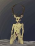  2020 3:4 amputee anthro antlers balls beastars biped brown_body brown_fur brown_penis cervid cervine digital_media_(artwork) disability erection ffog fur genitals hi_res horn humanoid_genitalia humanoid_penis looking_at_viewer louis_(beastars) male mammal nipples nude partially_retracted_foreskin penis simple_background smile solo uncut 