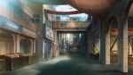  arch blue_sky bridge cloud cloudy_sky crate day food game_asset karakara_2_(game) katou_taira market market_stall no_humans non-web_source official_art outdoors pedestrian_bridge self-datamine sign sky variant_set vegetable wooden_box 