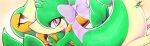 025aki 3_fingers absurd_res ambiguous_gender anthro blush blush_lines brown_eyes close_together cuddling duo eyelashes feral fingers generation_5_pokemon green_body hand_on_head hi_res hug leaf looking_at_viewer markings multicolored_body neck_collar nintendo pokemon pokemon_(species) raised_tail red_eyes ribbons servine short_legs signature simple_background smile smiling_at_viewer snivy tail tan_body yellow_eyelids