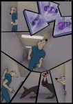  anthro bulge camera canid canine canis clothing comic domestic_dog feral game_show growling hallway hi_res male mammal oldgreg onomatopoeia running sound_effects text tight_clothing 