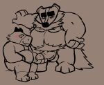 2026 3_toes 4_fingers anthro badger balls beastly_crimes beastly_crimes_(2024) belly bencomedion big_belly bodily_fluids capybara caviid chief_badger drooling duo erection feet fingers genitals hi_res humanoid_genitalia humanoid_hands humanoid_penis kemono male male/male mammal moobs mustelid musteline overweight overweight_male penis rodent saliva santiago_(bencomedion) simple_background sitting toes