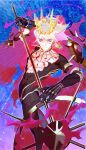  1boy aqua_eyes black_bodysuit bodysuit chest_jewel collar commentary_request crown detached_cape eyeshadow eyeshadow_under_eye fate/grand_order fate_(series) grand_servant_(fate/grand_order) highres karna_(fate) kavacha_(fate) kundala_(fate) makeup male_focus nekooomata_(kunnn_n) pale_skin red_eyeshadow solo spiked_collar spikes toned toned_male vasavi_shakti_(fate) white_hair 