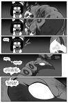 2026 4_eyes 5_panel_comic absurd_res ambiguous_feral ambiguous_gender andre_(cuchuflin) angry arthropod biped bodily_fluids bunny_costume clothed clothed_feral clothing comic costume cuchuflin dialogue digital_drawing_(artwork) digital_media_(artwork) duo english_text feral fight generation_5_pokemon greyscale hi_res humanoid kneeling looking_at_another male male_(lore) male_humanoid monochrome multi_eye myriapod nintendo pokemon pokemon_(species) quadruped scared scolipede speech_bubble sweat sweatdrop talking_to_another text torn_clothing vein wide_eyed