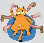  animal_genitalia animal_penis anthro anus balls disembodied_penis domestic_cat erection felid feline feline_penis felis fur garfield_(series) garfield_the_cat genitals group hi_res human humanoid_genitalia humanoid_penis looking_at_viewer lying male male/male mammal nivy_(artist) nude on_back open_mouth orange_body orange_fur penis simple_background slightly_chubby solo_focus 