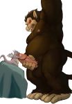  anthro balls brown_body brown_fur dragon dragon_ball dragon_ball_z duo fur genitals gohan hi_res humanoid_genitalia humanoid_penis icarus_(dragon_ball) male male/male mammal nude oozaru penis primate seyrmo size_difference 