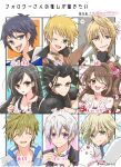  2girls 6+boys anger_vein aqua_eyes armor bare_shoulders black_bra black_gloves black_hair blonde_hair blue_eyes blue_jacket border bow bra brown_eyes buster_sword character_request choker clenched_hands closed_eyes closed_mouth collared_shirt commentary_request copyright_request creature double_v dress fai_d._flowright fighting_stance final_fantasy final_fantasy_vii final_fantasy_vii_remake fingerless_gloves flower flower_choker folding_fan followers_favorite_challenge free! furrowed_brow genjou_sanzou gloves green_eyes grey_hair grey_jacket guy_cecil hair_between_eyes hair_bow hair_flower hair_ornament hair_slicked_back hand_fan highres holding holding_fan holding_sword holding_weapon idolish7 idolmaster idolmaster_cinderella_girls jacket kira0902 light_smile mokona multiple_boys multiple_drawing_challenge multiple_girls off-shoulder_dress off_shoulder one_eye_closed open_mouth osaka_sogo pauldrons pink_bow portrait purple_cross_tie purple_eyes ribbed_shirt saiyuki shimamura_uzuki shirt short_hair shoulder_armor side_ponytail sleeveless sleeveless_turtleneck smile spoken_anger_vein sports_bra suit_jacket sword tachibana_makoto tales_of_(series) tales_of_the_abyss tifa_lockhart tongue tongue_out tsubasa_chronicle turtleneck underwear upper_body v weapon white_border white_gloves white_shirt zack_fair 