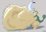 absurd_res ambiguous_gender belly big_belly body_outline death digestion_noises generation_2_pokemon generation_5_pokemon green_body hi_res legendary_pokemon lugia nintendo pokemon pokemon_(species) prey_outline rumbling_stomach simple_background size_difference slightly_chubby smaller_pred snivy solo standing volume_(artist) vore