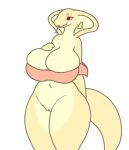 2025 anthro big_breasts bottomless bottomless_anthro bottomless_female breasts clothed clothing countershade_legs countershade_thighs countershade_torso countershading digital_media_(artwork) female female_anthro forked_tongue genitals hailey_(horniicat) hand_on_breast hand_on_own_breast heart_(marking) hi_res horniicat huge_breasts humanoid_genitalia humanoid_vulva markings navel non-mammal_breasts red_clothing red_eyes red_topwear redesign reptile scales scalie simple_background snake solo standing tail tan_body tan_breasts tan_countershading tan_scales tan_tail thick_thighs tongue tongue_out topwear vulva white_background wide_hipped_anthro wide_hipped_female wide_hips