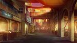  arch bridge cloud cloudy_sky crate evening food game_asset karakara_2_(game) katou_taira market market_stall no_humans non-web_source official_art outdoors pedestrian_bridge self-datamine sign sky variant_set vegetable wooden_box 