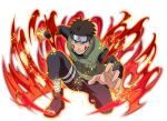  1boy black_pants black_shirt brown_hair clenched_teeth flak_jacket forehead_protector green_jacket inuzuka_kiba jacket konohagakure_shinobi_uniform looking_at_viewer naruto_(series) naruto_shippuuden naruto_shippuuden:_ultimate_ninja_blazing official_art on_one_knee open-toe_boots pants shinobi_alliance_symbol_(naruto) shirt short_hair sleeveless sleeveless_jacket solo teeth 