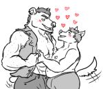  anthro butt canid canine canis chubby_male duo excited facial_hair love low_res male male/male mammal overweight overweight_male romantic_ambiance romantic_couple sketch slightly_chubby ursid wolf 