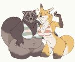  &lt;3 2020 anthro belly big_belly big_breasts big_tail bikini black_nose bottomless breasts brown_body brown_fur canid canine chest_tuft claws cleavage clothed clothing crotch_tuft dipstick_ears dipstick_tail duo featureless_crotch female female/female fluffy fluffy_tail fox fur galette gloves_(marking) green_eyes hand_on_hip hand_over_shoulder hi_res inari_(galette) inner_ear_fluff kemono leg_markings looking_at_viewer mammal markings multicolored_ears multicolored_tail navel neck_tuft overweight overweight_female portrait raccoon_dog red_eyes scar shigaraki_(galette) side_boob simple_background size_difference smile socks_(marking) standing swimwear tanuki thick_thighs three-quarter_portrait tuft white_background wide_hips yellow_body yellow_fur 