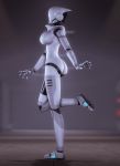  2019 3d_(artwork) 5_fingers blurred_background breasts butt digital_media_(artwork) featureless_breasts female fingers gold97fox haydee haydee_(game) hi_res humanoid machine not_furry nude robot robot_humanoid side_view solo video_games white_body 