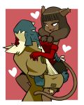  &lt;3 2018 4:5 alpha_channel ankama anthro brown_body brown_fur clothing cute_fangs dofus duo ecaflip felid female flowerimh fur gloves handwear hi_res holding_character husband_and_wife kabrok male male/female mammal married_couple miranda_(wakfu) osamodas red_eyes romantic_couple simple_background transparent_background video_games wakfu 