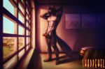  absurd_res anthro balls bed bedroom detailed_background erection felid feline furniture genitals hi_res humanoid_genitalia humanoid_penis lynx male male/male mammal morning morning_wood muscular penis pose solo solo_focus stare swadpewel 