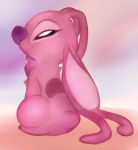  2019 absurd_res alien angel_(lilo_and_stitch) antennae_(anatomy) back_markings chest_tuft claws disney experiment_(lilo_and_stitch) eyelashes female fur hi_res lilo_and_stitch long_ears markings pink_body pink_fur pink_markings purple_nose semi-anthro small_tail solo starryblast9 toe_claws tuft 