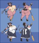  absurd_res anthro big_breasts big_butt blue_border border breasts broom butt cleavage clothed clothing female genitals greasymojo hi_res huge_breasts huge_butt maid_uniform miltank nintendo nipples nude pok&eacute;mon pok&eacute;mon_(species) pussy singing slightly_chubby solo thick_thighs uniform video_games wide_hips 