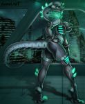  anthro big_breasts black_body black_scales breasts butt cobra detailed_background female furgonomics furry-specific_piercing hand_on_hip hi_res nipple_outline non-mammal_breasts piercing reptile scales scalie snake snake_hood snake_hood_piercing solo window yuureikun 