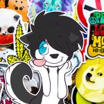  1:1 anthro asurakitsune black_body black_fur black_hair blue_eyes canid canine canis doge domestic_dog emo_hair fur hair husky hypnosis male mammal meme mind_control nordic_sled_dog rivey_ravenheart solo spitz telegram_stickers tongue white_body white_fur 