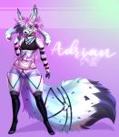  2020 4_toes 5_fingers aimi anthro canid canine digital_media_(artwork) eyebrows eyelashes female fingers hair hi_res mammal open_mouth purple_hair solo teeth toes tongue 
