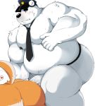  &lt;3 2020 absurd_res anthro belly bhtoss blush bodily_fluids butt canid canine canis cum domestic_dog duo ejaculation fur genital_fluids genitals hi_res humanoid_hands kemono male mammal moobs necktie nipples overweight overweight_male penis polar_bear police police_hat sex simple_background ursid ursine white_background white_body white_fur 