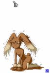  anthro bodily_fluids brown_body brown_fur brown_skin female fur goo_transformation gym_leader kneeling lopunny merging misty_(pok&eacute;mon) nintendo omoi pok&eacute;mon pok&eacute;mon_(species) rubber shower simple_background solo tears transformation video_games white_background 