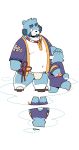  2020 absurd_res anthro asian_clothing belly blue_body blue_fur bonasiah clothing duo east_asian_clothing full_attack fundoshi fur hi_res humanoid_hands japanese_clothing kemono male mammal overweight overweight_male quanjiang underwear ursid white_body white_fur young 十泉介 十泉浩 