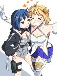  >_< 201_(yield) 2girls antenna_hair arcueid_brunestud arms_at_sides bare_shoulders blonde_hair blue_eyes blue_hair blue_skirt blush boots breast_press breasts cheek-to-cheek choker ciel_(tsukihime) cleavage cleavage_cutout clothing_cutout colored_inner_hair commentary_request crescent crescent_hair_ornament cross cross_necklace detached_sleeves dress fate/grand_order fate_(series) gloves gold_trim grey_dress hair_ornament hand_on_own_hip heads_together highres jacket jewelry looking_at_another magical_girl miniskirt multicolored_hair multiple_girls mysterious_executor_c.i.e.l_(fate) necklace open_clothes open_hands open_jacket open_mouth phantas-moon plaid_clothes plaid_skirt puffy_detached_sleeves puffy_sleeves short_hair sidelocks single_hair_intake skirt smile standing standing_on_one_leg sweat swimsuit thigh_boots thigh_strap two-tone_hair white_boots white_choker white_gloves 