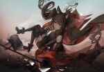  1girl angelina_(arknights) animal_ear_fluff animal_ears arknights arknights:_endfield bag bare_shoulders black_bag black_dress black_gloves black_thighhighs bracelet breasts brown_hair charm_(object) chinese_commentary city coat commentary_request digital_camera dress duffel_bag floating_hair floating_paper fox_ears fox_girl gilberta_(arknights) gloves high_collar high_up highres infection_monitor_(arknights) jewelry long_hair long_sleeves looking_at_viewer medium_breasts miga182525 open_clothes open_coat open_mouth red_coat sleeveless sleeveless_dress solo thighhighs twintails very_long_hair wavy_mouth yellow_eyes 