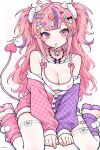  1girl ahoge ai-generated bead_necklace beads bell bone_hair_ornament breasts button_hair_ornament candy candy_hair_ornament choker cleavage commentary decora demon_girl demon_horns demon_tail english_commentary fishnet_top fishnets food food-themed_hair_ornament food_in_mouth hair_ornament haorururu heart heart_ahoge heart_hair_ornament heart_print heterochromia highres horns indie_virtual_youtuber ironmouse ironmouse_outfit_art_contest jewelry large_breasts leg_warmers lollipop lollipop_hair_ornament lollipop_in_mouth long_hair looking_at_viewer multicolored_hair neck_bell necklace pajamas pink_choker pink_eyes pink_hair pink_leg_warmers pink_pajamas pointy_ears purple_eyes purple_hair purple_leg_warmers purple_pajamas purple_streaks skull_hair_ornament solo sparkle_hair_ornament stable_diffusion strawberry_hair_ornament streaked_hair tail thighhighs thighs two-tone_pajamas two_side_up virtual_youtuber white_horns white_thighhighs 