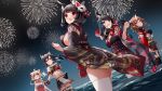  animal_ears azur_lane fireworks japanese_clothes pointed_ears sanba_tsui short_hair thighhighs water yamashiro_(azur_lane) 