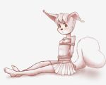  angry anthro bdsm blush bondage bottomwear bound breasts clothing facial_tuft female fur hi_res lstvz mammal monochrome nipples rodent rope sciurid simple_background sitting skirt small_breasts solo tama-tama young 