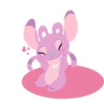  &lt;3 1:1 2019 alien alpha_channel angel_(lilo_and_stitch) antennae_(anatomy) chibi disney experiment_(lilo_and_stitch) eyebrows eyelashes eyes_closed fingers fur lilo_and_stitch long_antennae multicolored_antennae pink_body pink_fur pink_inner_ear princeloppy purple_nose semi-anthro simple_background sitting smile toes transparent_background white_body white_fur 