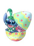  2020 3:4 alien angel_(lilo_and_stitch) blue_body blue_fur blue_nose claws cream_(disambiguation) disney easter easter_egg egg experiment_(lilo_and_stitch) fur happy hi_res holidays jewelry lilo_and_stitch mayoooon_626 necklace open_mouth open_smile pink_body purple_nose sharp_teeth simple_background smile stitch_(lilo_and_stitch) teeth tongue white_background white_body 