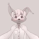  1:1 anthro clothing duo facial_tuft female first_person_view flat_chested hands_on_shoulders hi_res lstvz mammal monochrome rodent sciurid shirt simple_background tama-tama topwear 