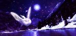  bridge bug commentary_request flying frosmoth gen_8_pokemon highres insect moon moth night no_humans outdoors pokemon pokemon_(creature) ribero snow solo tree 