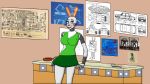  &lt;3 anonymfurfever anthro blueprint bottomwear car clothing crossgender female furniture lagomorph leporid looking_at_viewer machine mammal nu_pogodi oil_can poster rabbit robot robozayats russian russian_text shirt skirt solo table tank text topwear vehicle zayats 