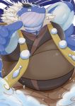  2020 anthro belly blue_body clothed clothing hi_res jinku_56 kemono male marine overweight overweight_anthro overweight_male solo tamakore 